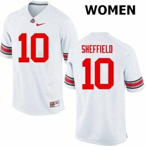 NCAA Ohio State Buckeyes Women's #10 Kendall Sheffield White Nike Football College Jersey HXS4145DE